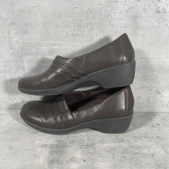 Bass Womens Lite Eleanor Loafer Brown Leather Pleated Slip On Shoes Size 9 M EUC - Picture 4 of 7